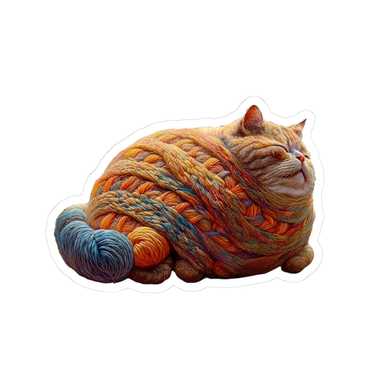 Fat Cat made of Yarn Sticker